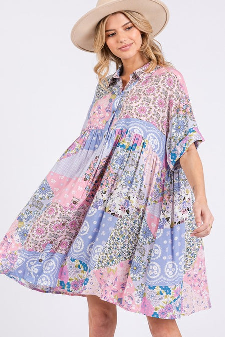 Printed Half Sleeve Top and Wide Leg Pants Set