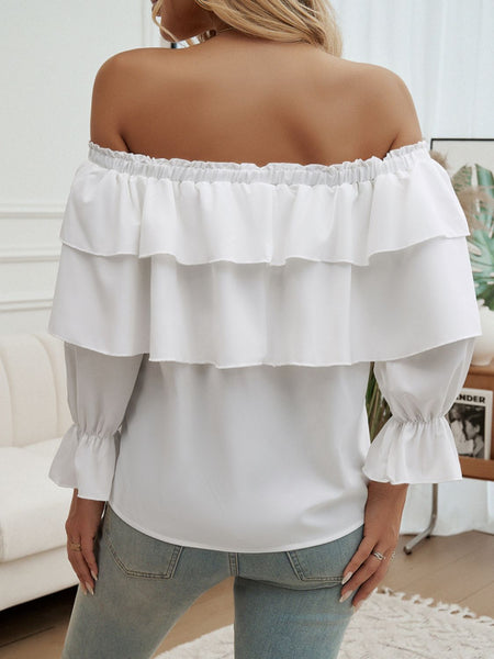 Devine Off-Shoulder Flounce Sleeve Blouse