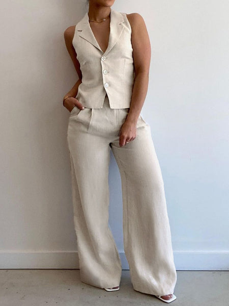 Printed Half Sleeve Top and Wide Leg Pants Set