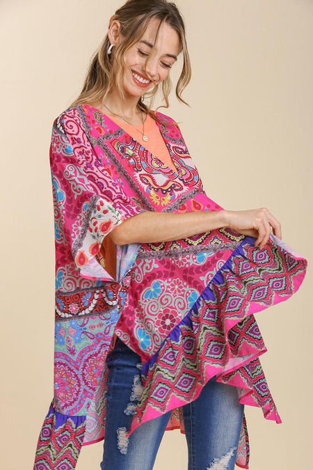 Printed Half Sleeve Top and Wide Leg Pants Set