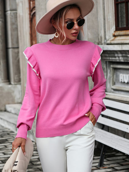Lace Trim Openwork Cap Sleeve Blouse