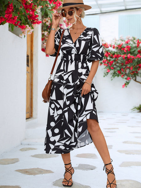 Ninexis Out Of Time Full Size Ruffle Hem Dress with Drawstring Waistband in Light Sage