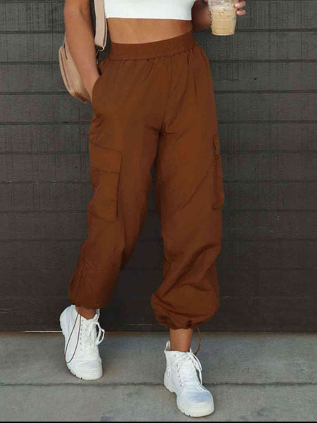 Tie Shoulder Smocked Crop Top and Wide Leg Pants Set