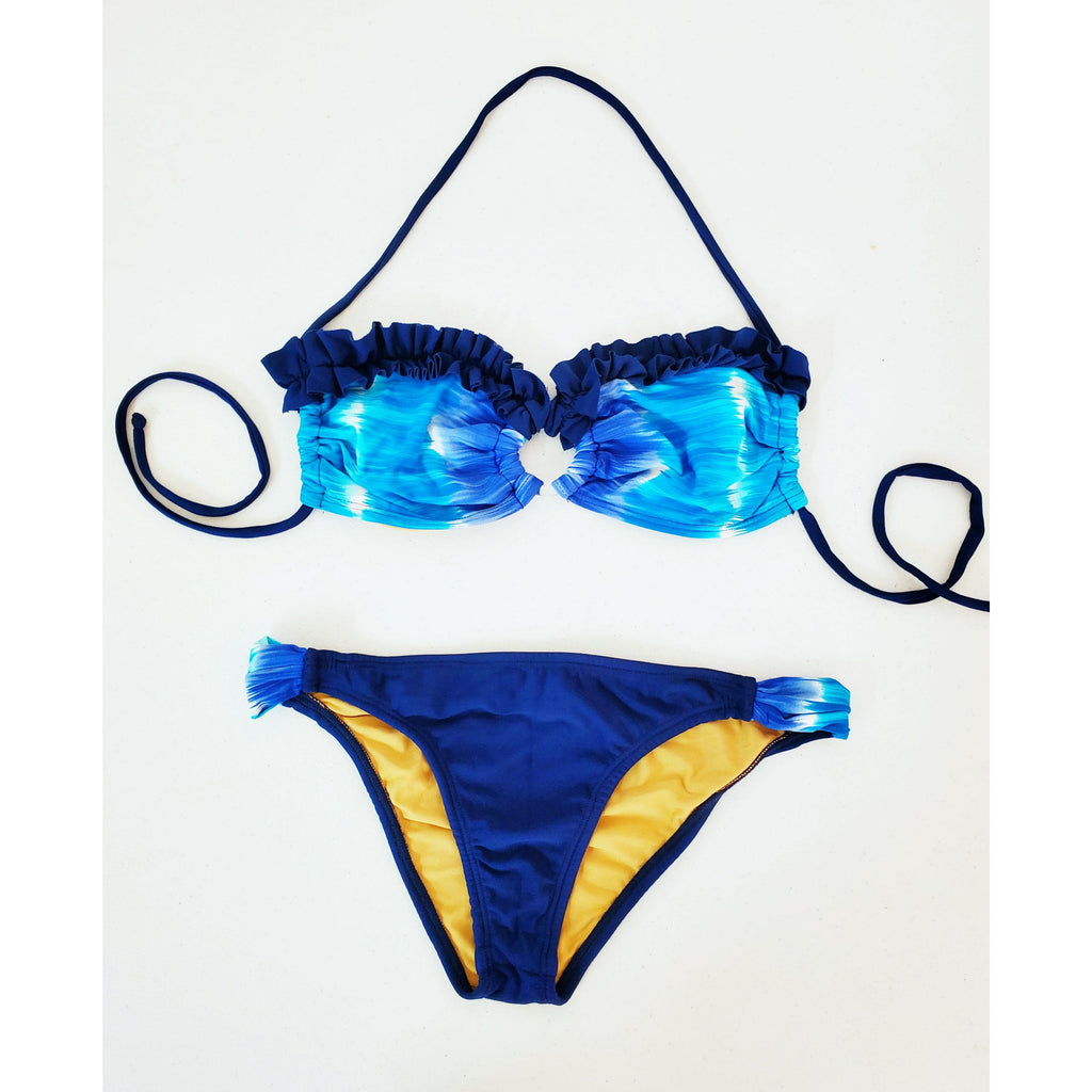 Deep Ocean tie dye strapless bikiny set