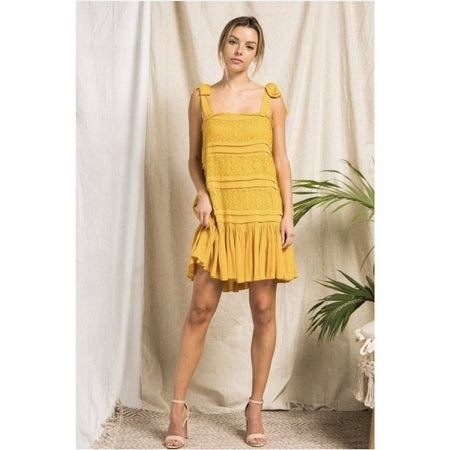 Ninexis Out Of Time Full Size Ruffle Hem Dress with Drawstring Waistband in Light Sage
