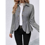 Ruffle Hem Collared Blazer