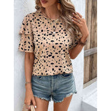 Printed Round Neck Layered Sleeve Blouse
