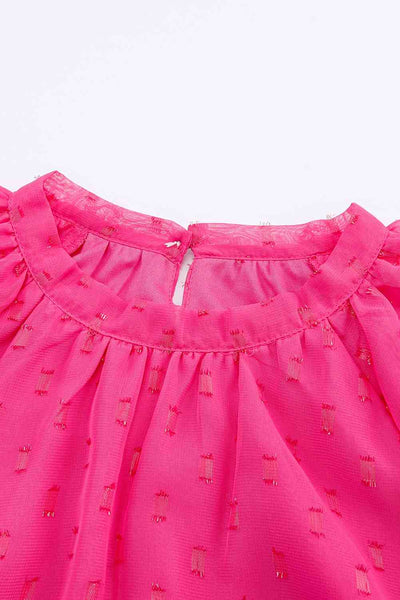Gold Stamp Round Neck Layered Sleeve Blouse