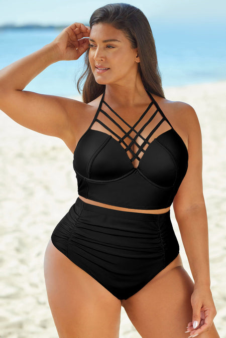 Drawstring Hem Round Neck Cropped Cover Up