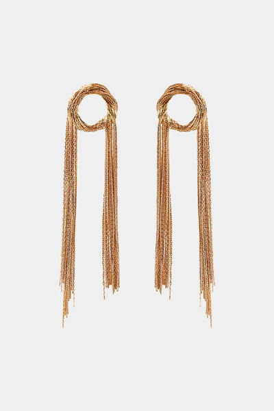 Round Shape Fringed Copper Earrings