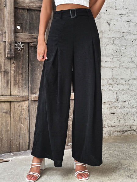 Tie Shoulder Smocked Crop Top and Wide Leg Pants Set