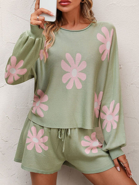 Tie Shoulder Smocked Crop Top and Wide Leg Pants Set