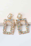 Square Shape Glass Stone Dangle Earrings