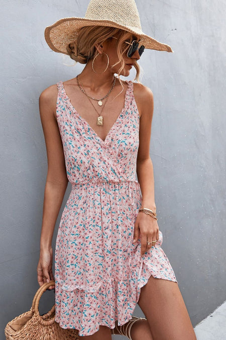 Ninexis Out Of Time Full Size Ruffle Hem Dress with Drawstring Waistband in Light Sage