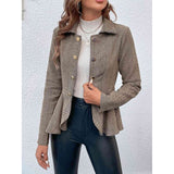 Ruffle Hem Collared Blazer