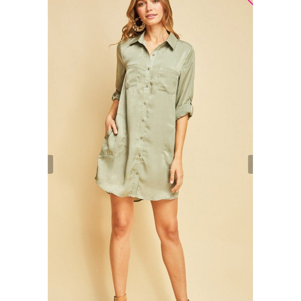 Satin olive tunic