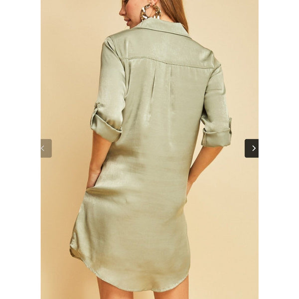 Satin olive tunic