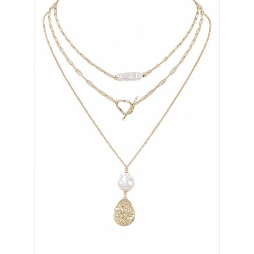 Pearls layered necklace gold