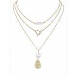 Pearls layered necklace gold