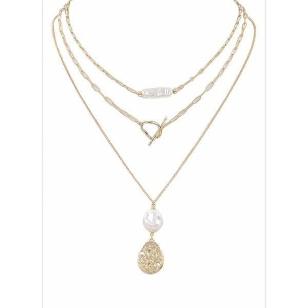 Pearls layered necklace gold