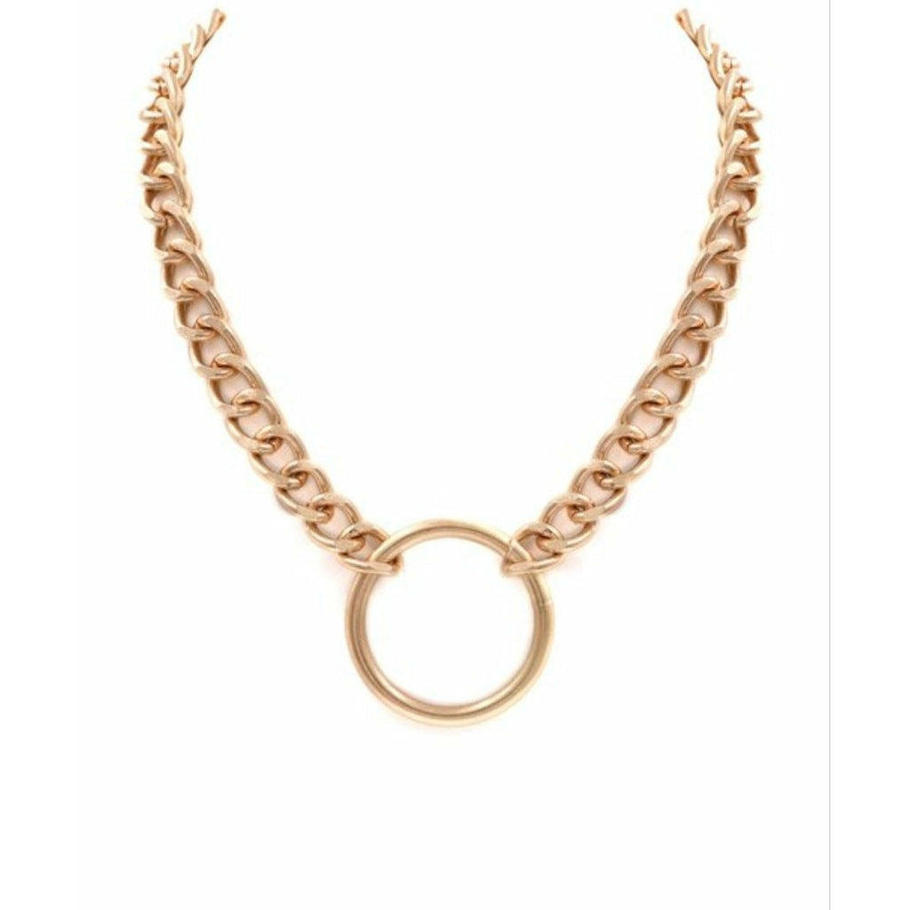 Single ring necklace gold