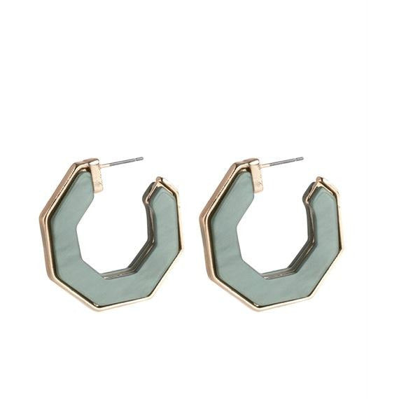 Marble look earrings green