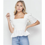 White eyelet blouse