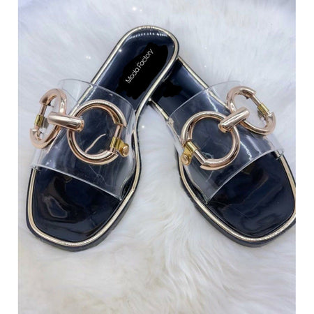 MMShoes Best Life Double-Banded Slide Sandal in Gold
