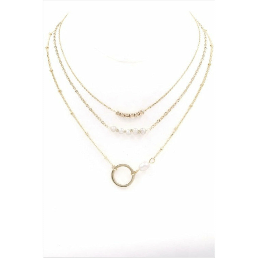 Mix layered necklace gold
