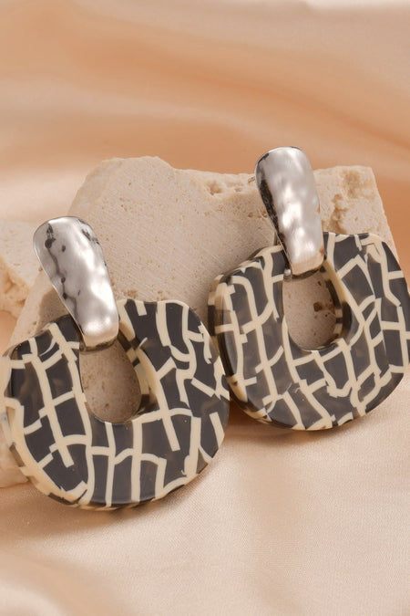 Geometrical Shape Zinc Alloy Frame Dangle Earrings