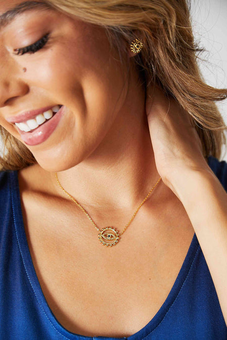 18K Gold-Plated Moon Shape Pendant Necklace