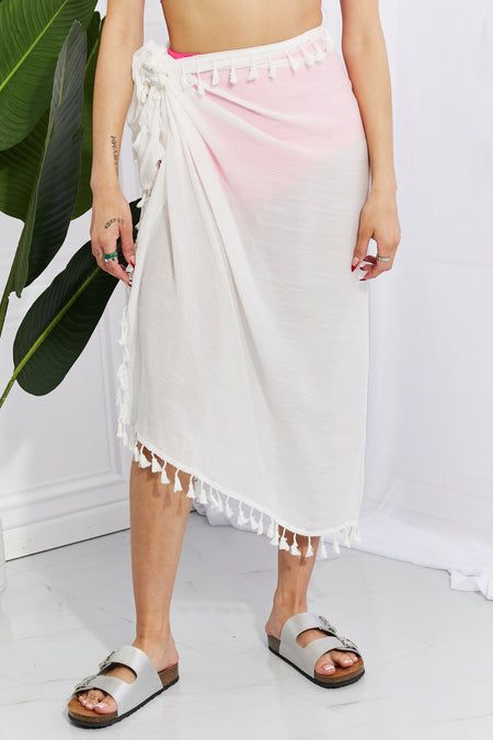 Drawstring Hem Round Neck Cropped Cover Up