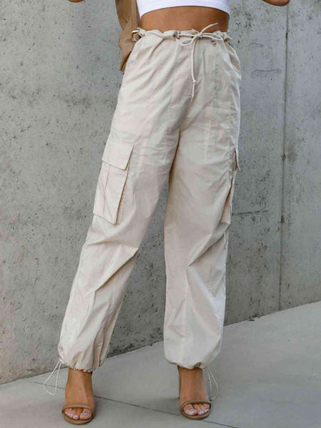 Tie Shoulder Smocked Crop Top and Wide Leg Pants Set