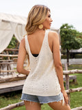 Openwork V-Neck Knit Tank