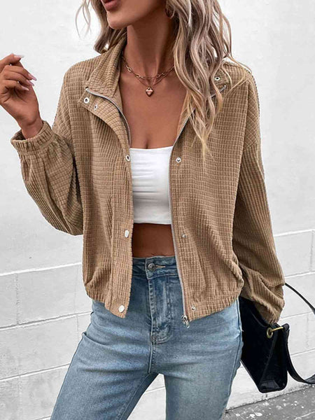 Round Neck Openwork Dropped Shoulder Knit Top