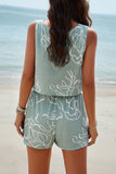 Printed Cropped Tank and Shorts Set