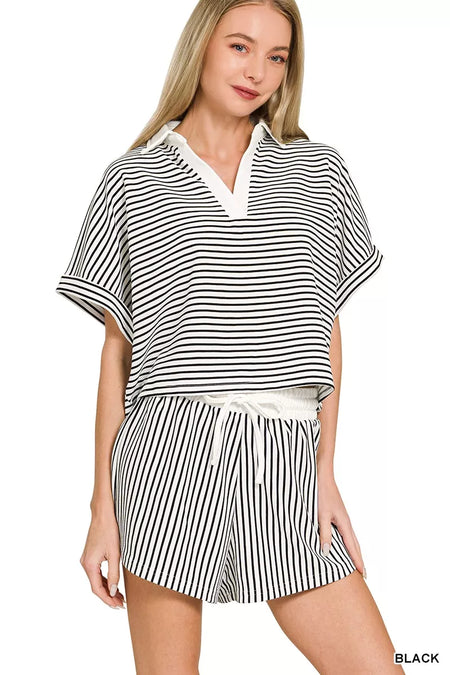 Button-Down Sleeveless Top and Shorts Set