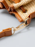 Straw Braided Adjustable Strap Bucket Bag