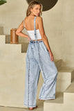 Square Neck Wide Strap Denim Overalls