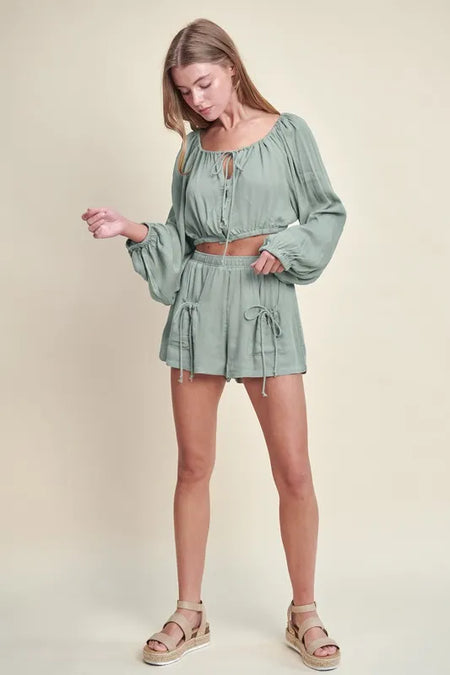 Button-Down Sleeveless Top and Shorts Set
