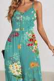 Decorative Button Spaghetti Strap Wide Leg Jumpsuit