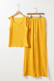 Textured Round Neck Top and Wide Leg Pants Set