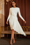 Long Sleeve Cascading Detail Bandage Dress