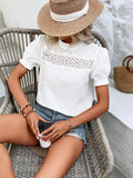 Spliced Lace Short Sleeve Top
