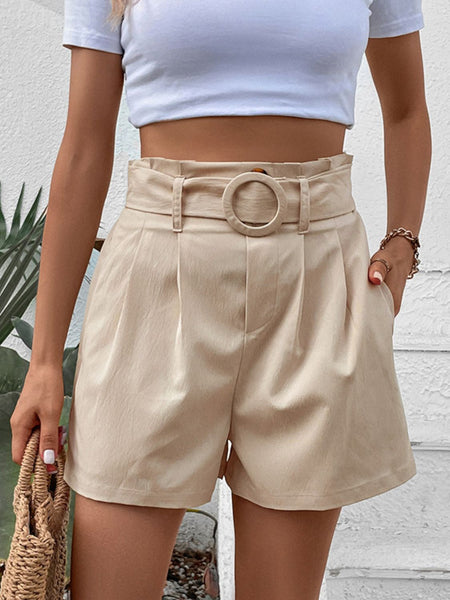 One-Shoulder Crop Top and Paperbag Waist Shorts Set