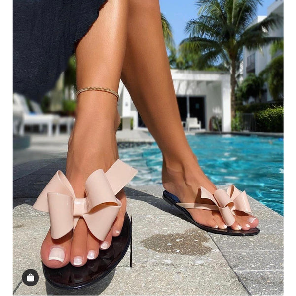 Nude bow sandals