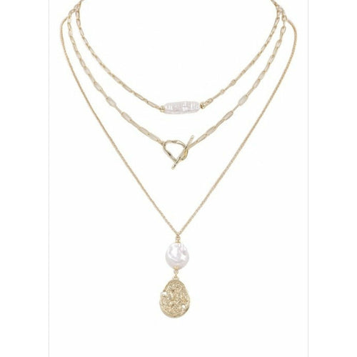 Pearls layered necklace gold