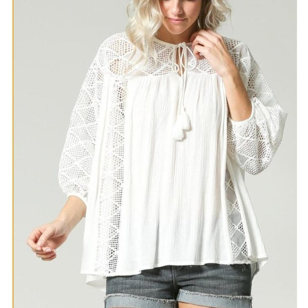 Resort white tunic blouse