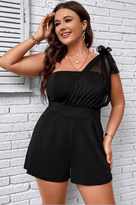 Plus Size Drawstring Waist Romper with Pockets