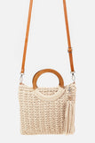 Fame Crochet Knit Convertible Tote Bag with Tassel